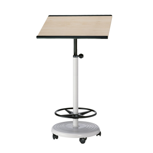 officeplus Stehpult Rolls Comfort, Gestell lichtgrau, höhenverstellbar, auf Rollen, kippsicher, Tischplatte halbrund oder rechteckig, Dekor wählbar